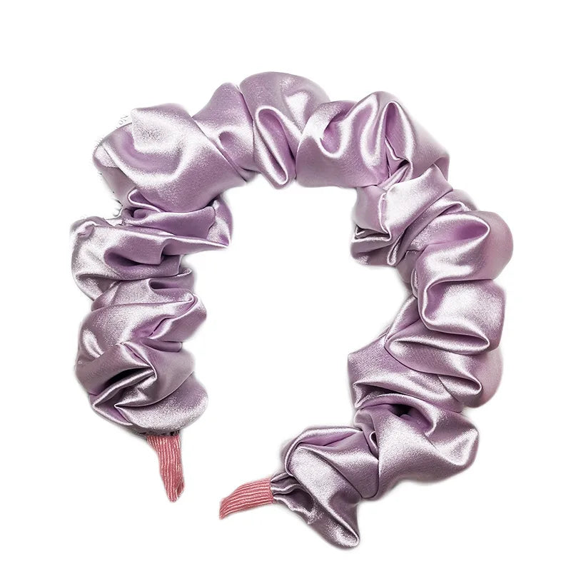 Designer Headband Wholesale Korea Silk Pure Color Bubble Folds Thin Hair Band 2021 Hot Sale Hair Accessories