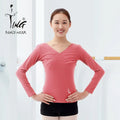 Ballet Dance Leotards V-neck Cotton Slim Short-sleeved T-Shirt