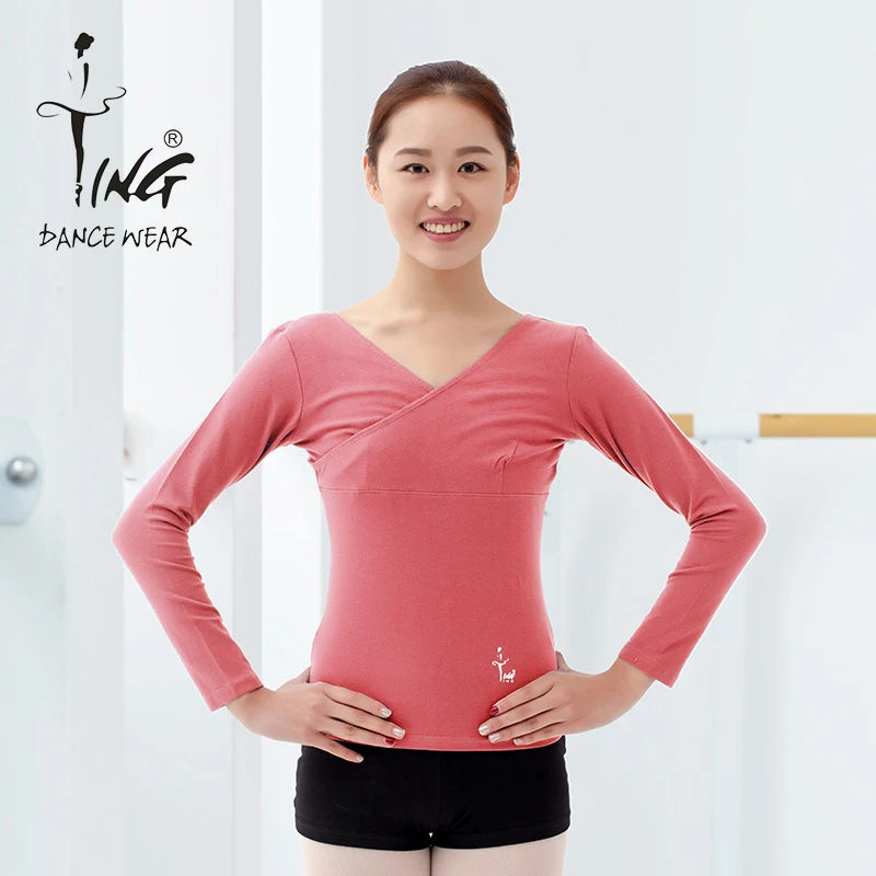 Ballet Dance Leotards V-neck Cotton Slim Short-sleeved T-Shirt