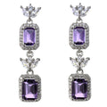 Graceful Rhodium Plated 925 Silver Jewelry Natural Amethyst Drop Earrings for Women Anniversary Gift