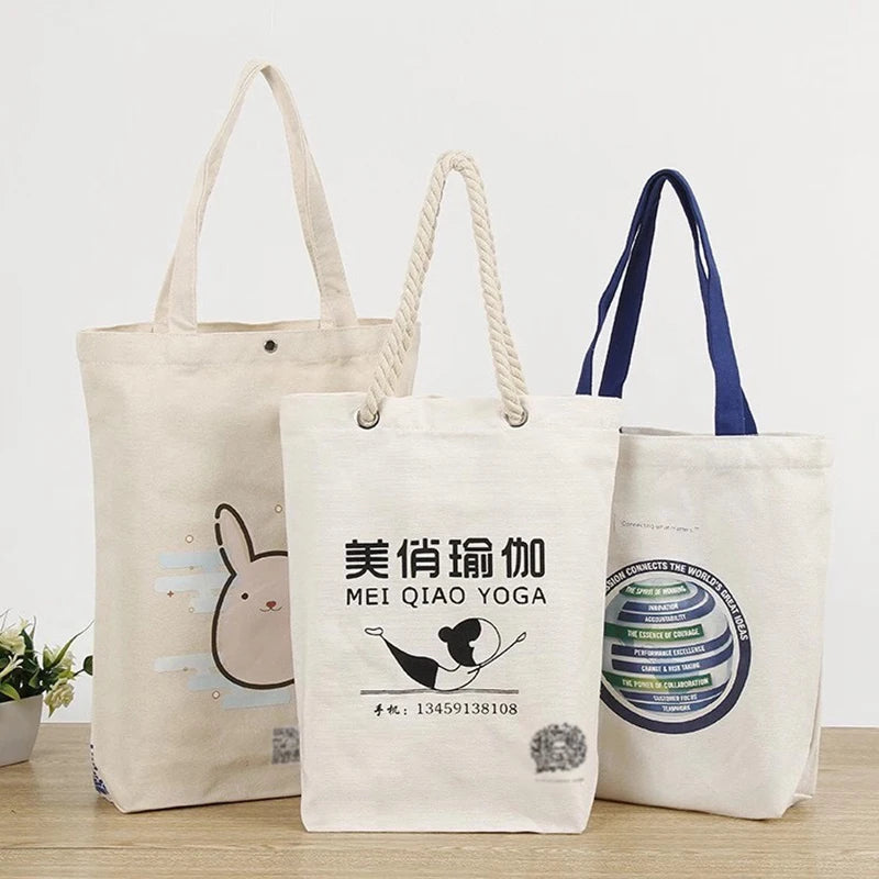 Direct Factory Supply Customized Eco-Friendly Recycled Cotton Canvas Tote Bag Natural Color New & Stylish Shopping Bag