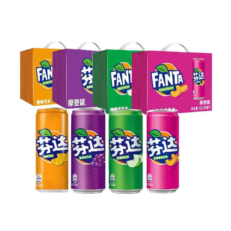 Hot Selling Fan Ta 330ML Modern Cans Beverage Fruity Flavors Carbonated Sparkling Drink Grape Peach Ready to Drink