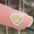 Gem Stone Jewelry 18k White Gold 750 Sweet Heart Shape Natural Yellow Diamond Necklace Custom