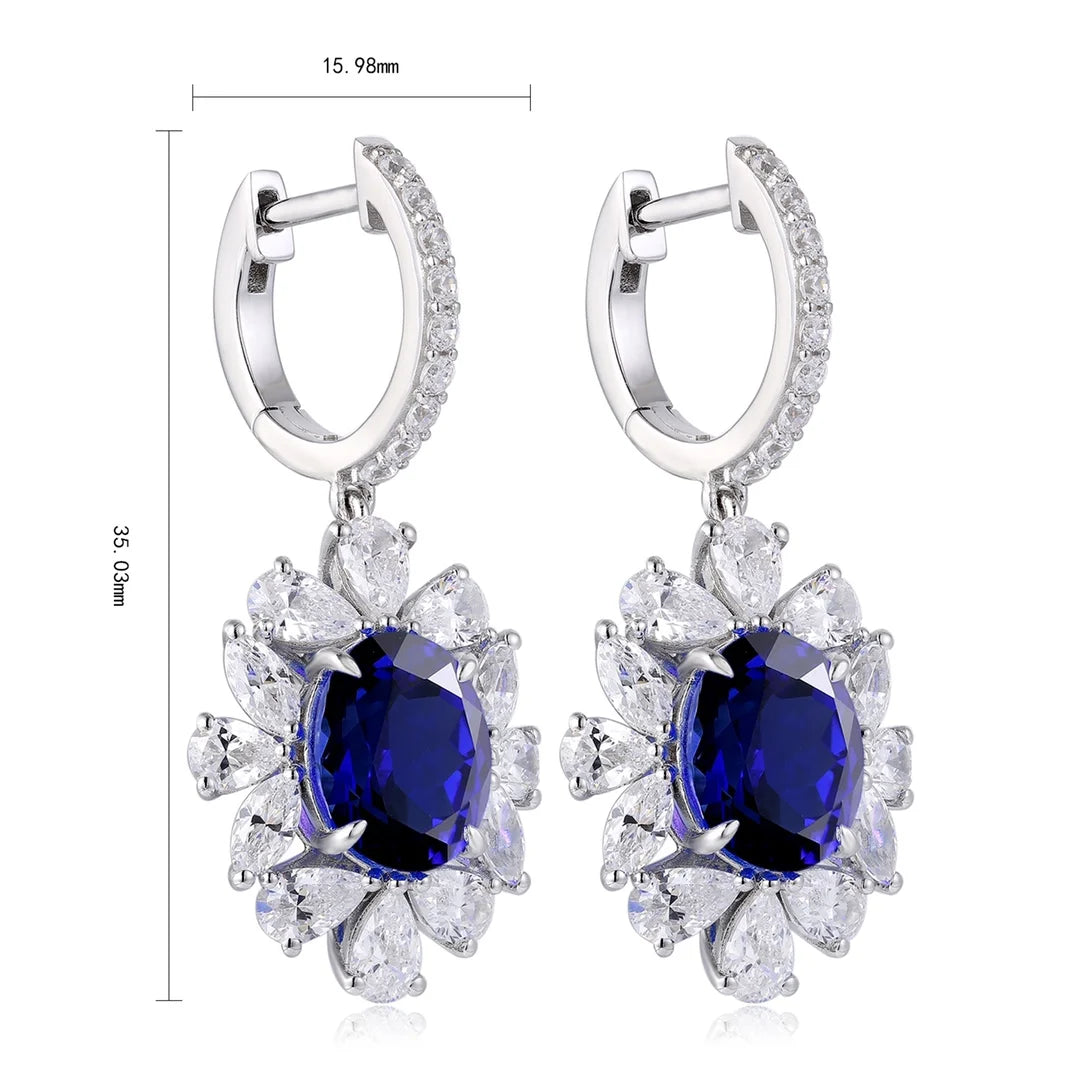 Premium Creative Jewelry S925 Silver Lab Grown Sapphire Personalized Fashion Boutique Hoop Earrings for Wedding Party Gift