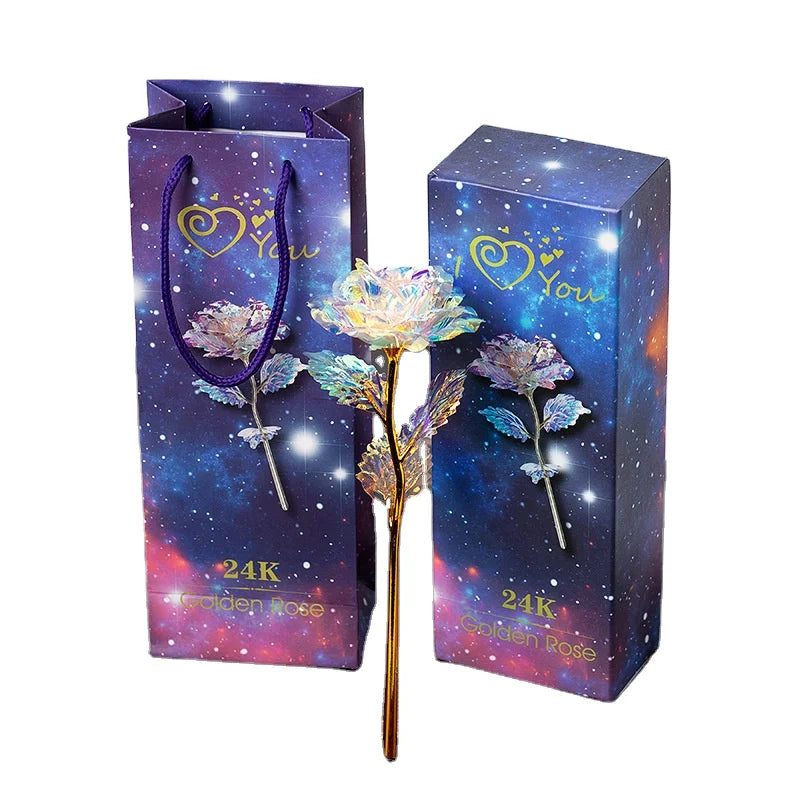 Wholesale Artificial Galaxy 24K Gold Rose Flowers for Valentine's Day Gift
