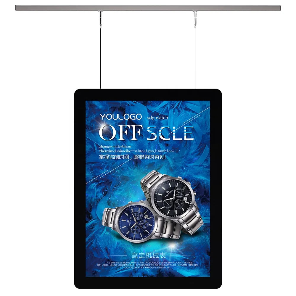 Slim Rectangle Real Estate A3 A4 Crystal Advertising Hanging Window Display Photo Acrylic Led Backlit Ultra Slim Picture Frame