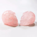 Huiying Best selling hand carved 2 inch natural rose quartz crystal skulls head statues healing stone craft