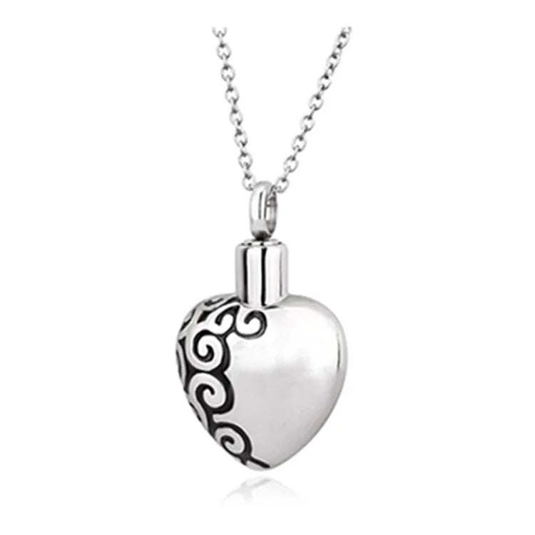 Keepsake Memory Charm Necklace Cremation Jewelry Stainless Steel Heart Ashes Urn Pendant for Custom Engraved
