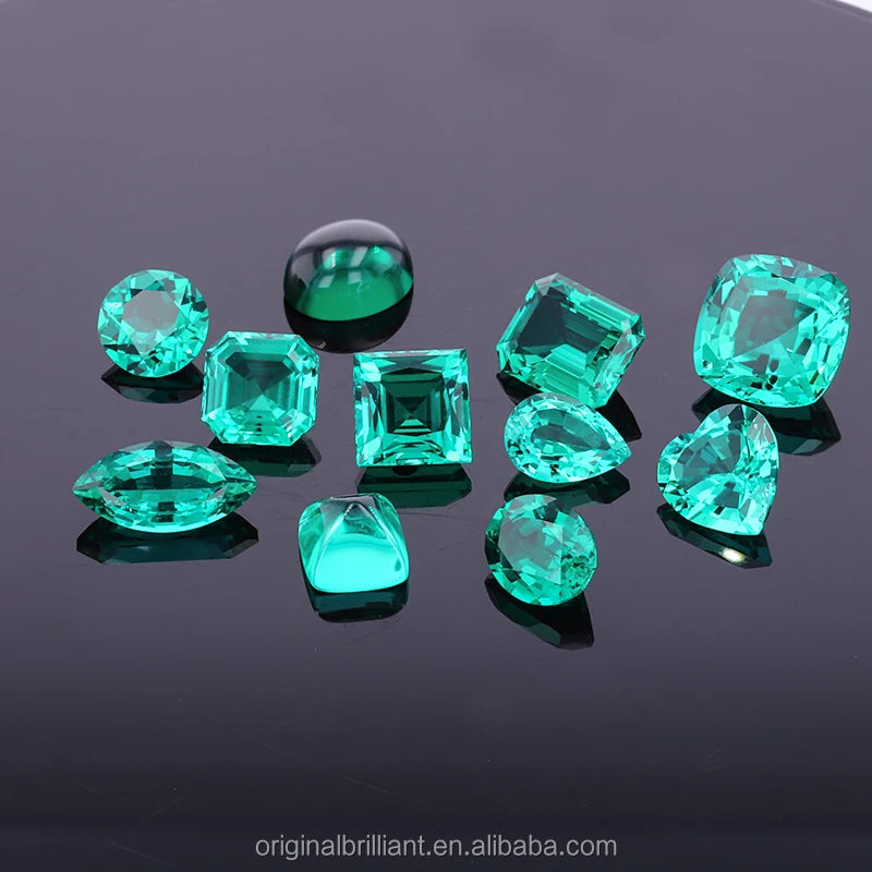 Square Shape  Hydrothermal Emerald Princess Cut Loose Gemstone Green Colombian Color Lab Emerald