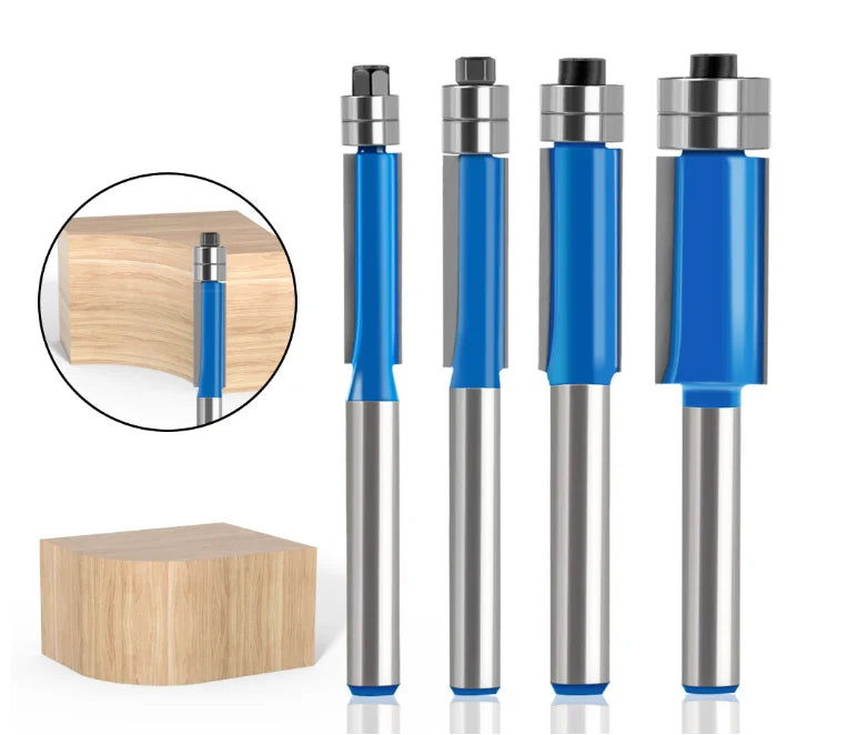 L-N301 6mm and 1/4inch 1pcs Template Router - Flush Trim Bit - Double Bearings Trimming Router Bit