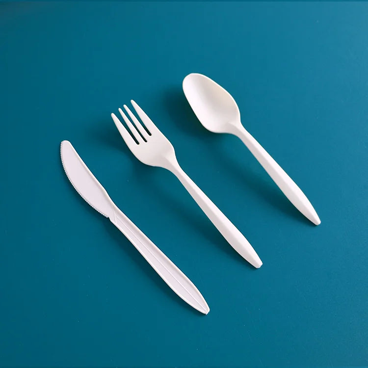 Biodegradable Fork Knife Flatware Set Disposable Cutlery Set Plastic Fork Cornstarch Disposable Cutlery Set With Napkin