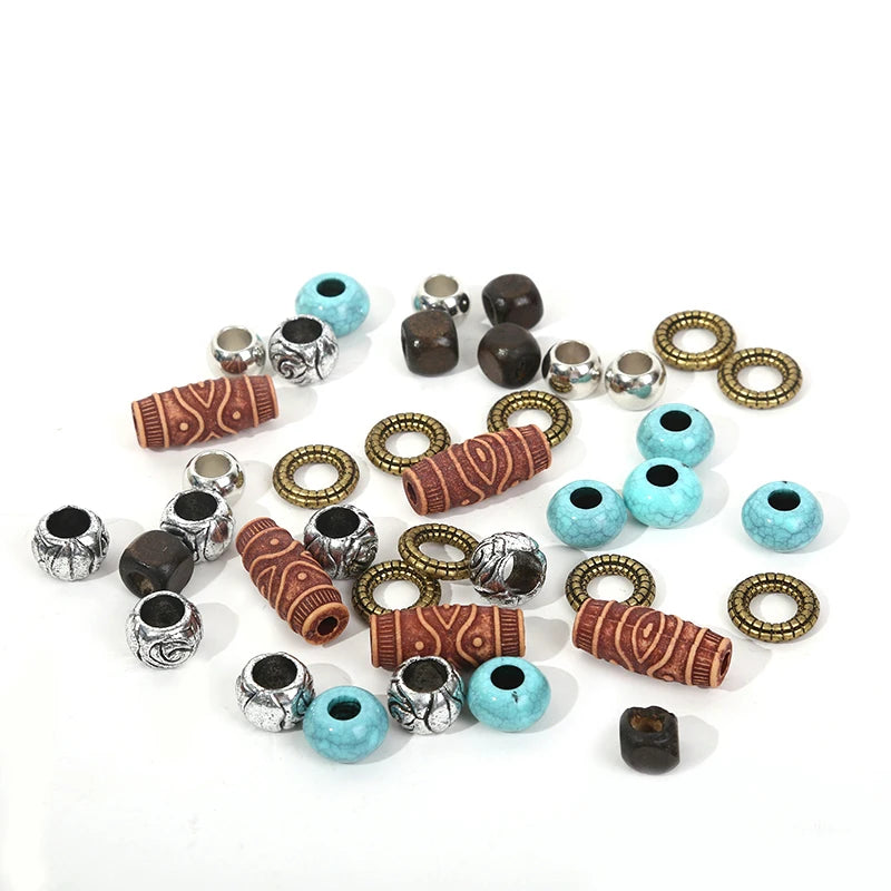 Hot Selling Beads for Hair Braid Wooden Beads Hair Big Size Assorted Hair Accessories