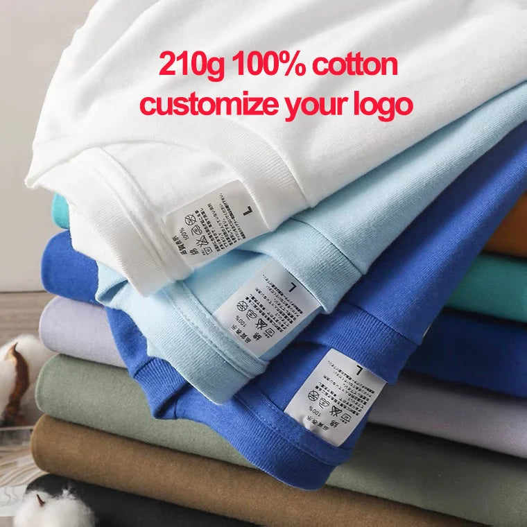 High Quality 100% Cotton Blank Embroidery Heavy Weight t Shirt DTG Printing Custom Men's O-neck T-shirts