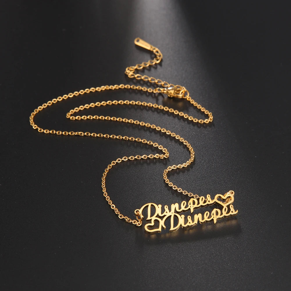 Fatingna Wholesale Jewelry Letter Pendant Silver Custom Stainless Steel Personalized Gold Name Plate Necklace