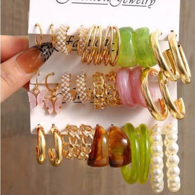 DAIHE Wholesale Fashion CC Earrings Acrylic Jewelry Earring Set 5-Piece Set Pearl Earrings for Women