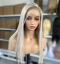 European Human Hair Wig Glueless Lace Front Wig Highlights Color Cuticle Aligned Unprocessed Raw Hair HD Swiss Lace Front Wig
