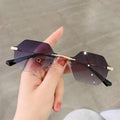 UNOC 2022 Vintage Women's Rimless Sunglasses Personalized Two Tone Metal Glasses Trendy Ocean Sheet for Men