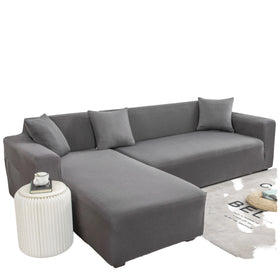 Solid Color Printed Three-Person L Shape Sofa Cover Cheap Polyester Spandex Stretch Covers for Three-Seat Sofas