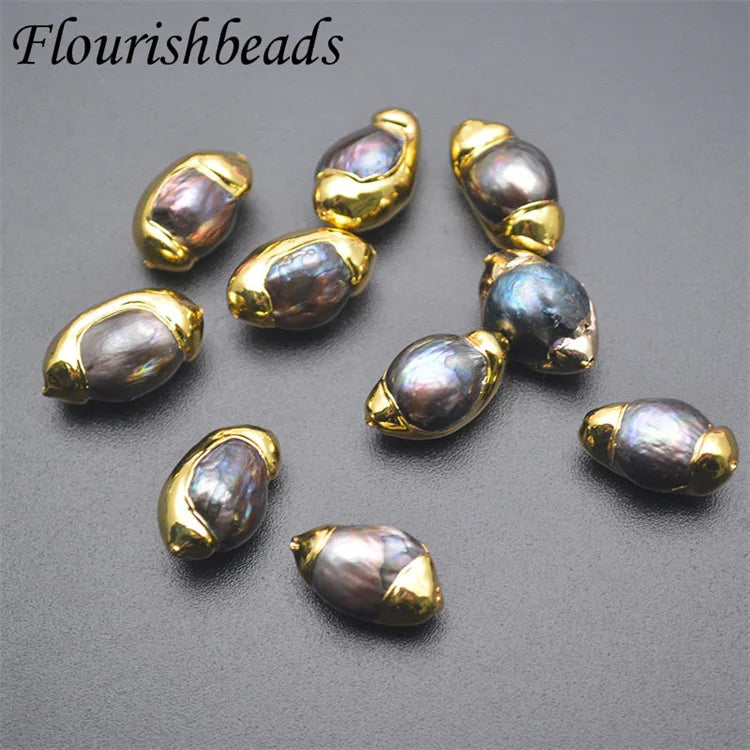 Wholesale Anti Fading Gold Plating Dark Gray Fresh Water Pearl Loose Beads for Woman Jewelry Bracelet Necklace Making
