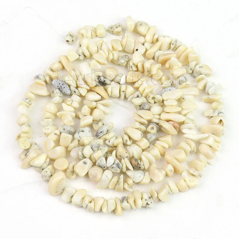 Wholesale Natural Bamboo Coral Stone Beads Cream White Gemstone Chips Beads for Woman Bracelets Making 5 - 8mm