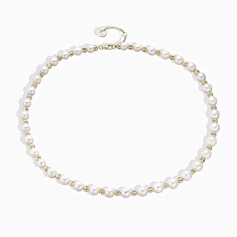 Wholesale 6mm Baroque Pearl Necklace 925 Sterling Silver Women Necklace Pearl Jewelry Fresh Water Pearl Bead Chain