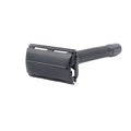 Matte Black Long Handle Butterfly Face Shaving Razor with Single Blade for Men