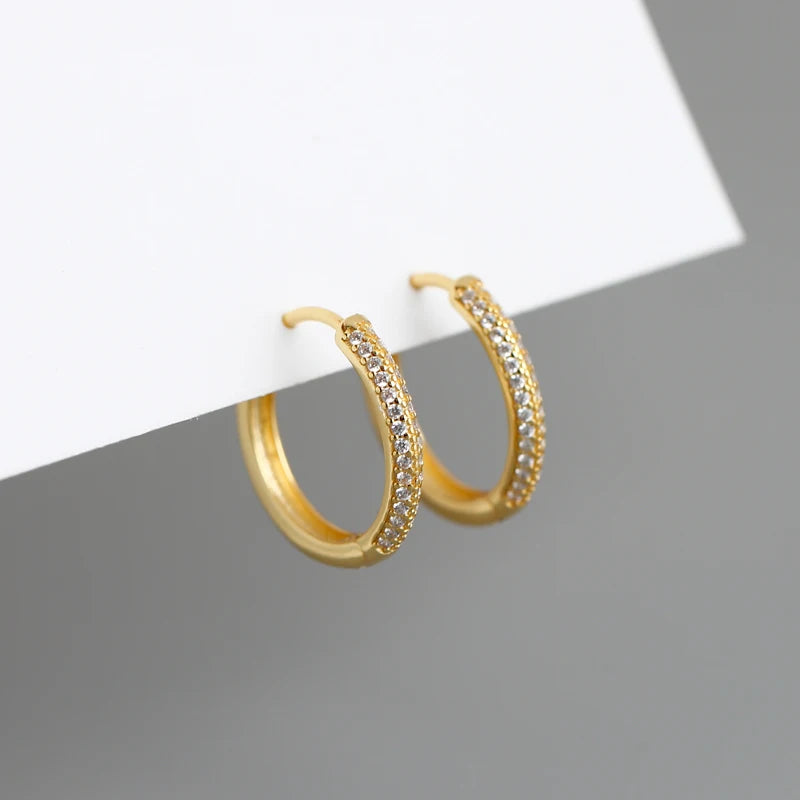 New 925 Sterling Silver Simple Big Heavy Cubic Zirconia Diamond Hoop Earrings for Women 2 Different Wedding Party Religious