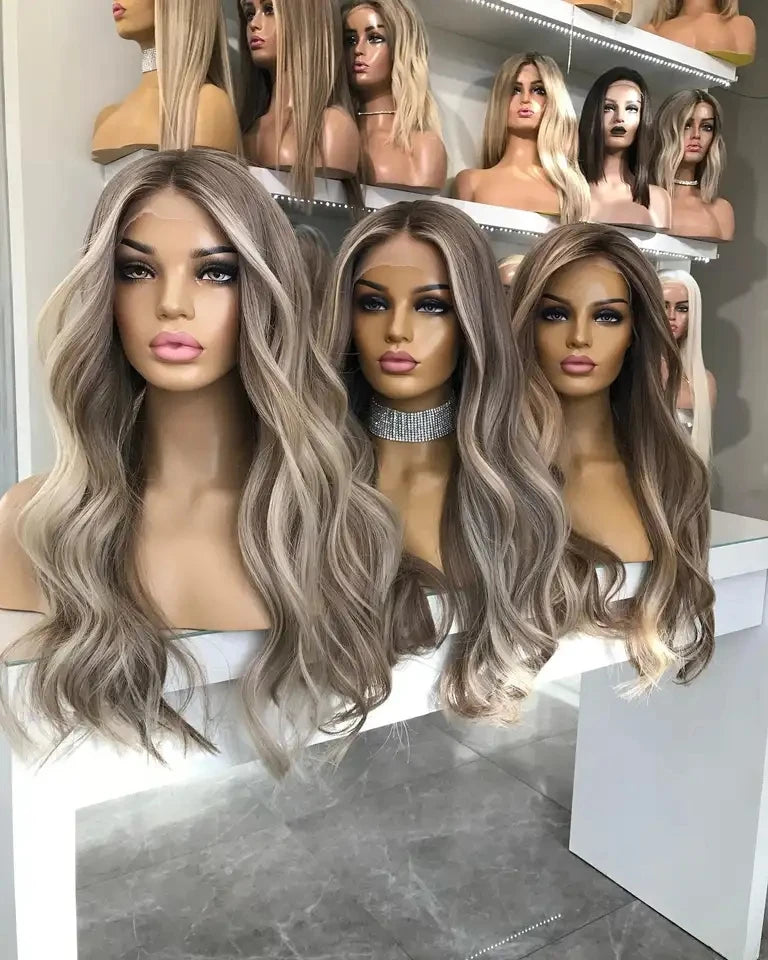 100% European Human Hair Super Wave Highlight Glueless HD Lace Front Wigs With Natural Hairline