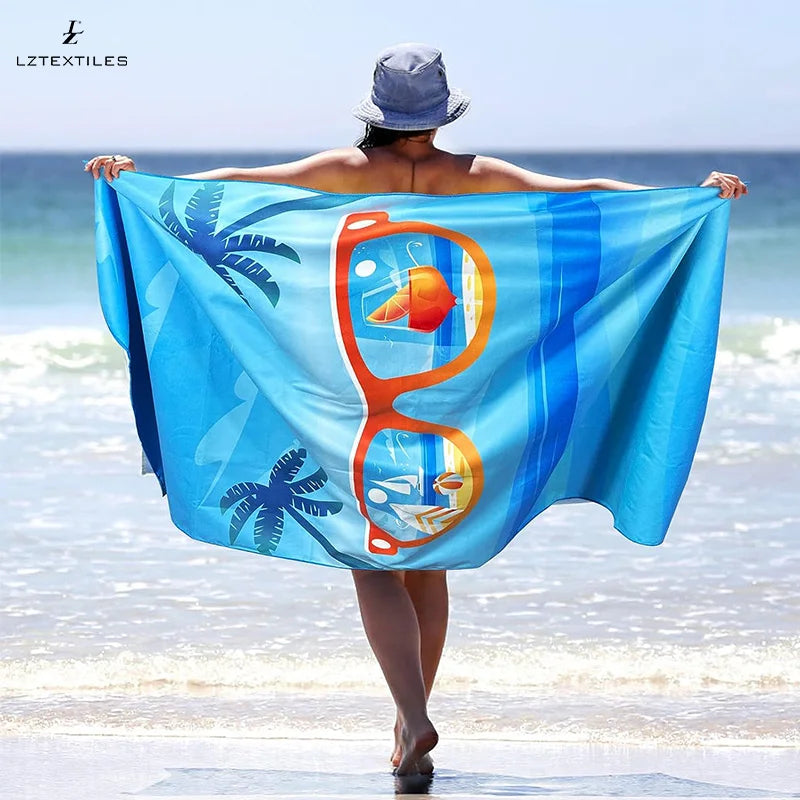 2024 New Design Manufacture Custom Design Double Side Print Quick Dry Microfiber Beach Towel Summer Sand Free  Towel with logo