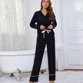 High Quality Women's Long Sleeve Satin Cardigan Sleepwear Set Export-Grade Loungewear for Spring and Autumn