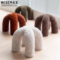 WISEMAX FURNITURE Nordic Design Lovely Low Stools & Ottomans Fake Rabbit Fur Round Pouf Ottoman Stool Creative for Living Room