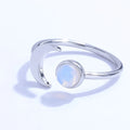 Joacii Vintage Moon Ring 925 Sterling Silver with Adjustable Gold Moonstone Simple Thin Wedding Ring for Women Fine Jewelry