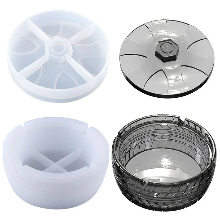 Creative Tire Shape Ashtray Silicone Mold for DIY Epoxy Resin Mold Circular Storage Box Mold Table Decoration Handmade Crafts