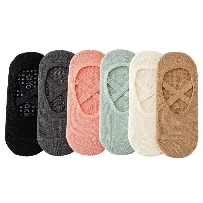 Bandage Yoga Socks for Women Pilates Ballet Dance Non-Slip Sport Sock Gym Workout Slipper Running Grip Sock