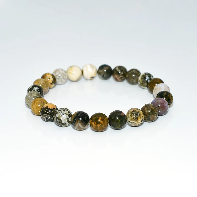 Wholesale 6/8/10mm Natural Ocean Agate Bracelet for Women Men