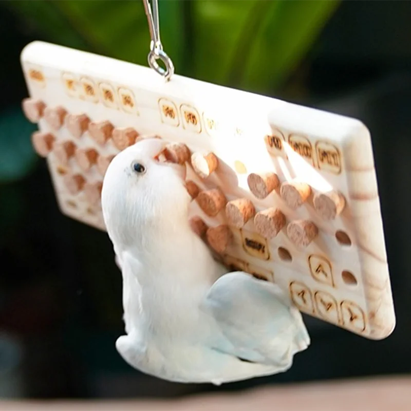 Classic Luxury & Cartoon Style Parrot Bird Toys Eco-Friendly Hanging Chewing & Foraging Toy Made of Bamboo & Wood