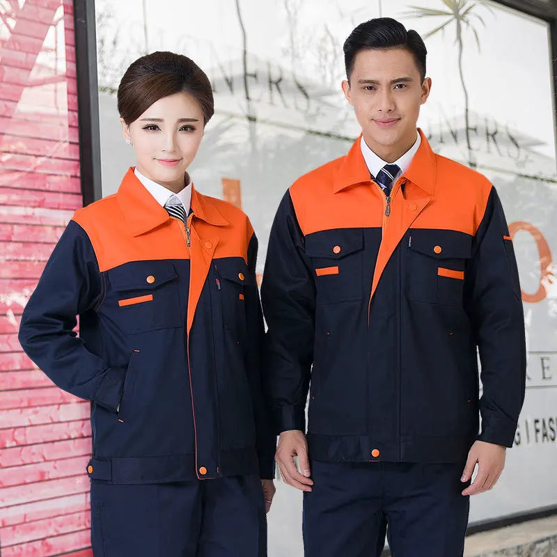 Unisex Work Uniform Safety Suit for Industry Construction Long Sleeves Jacket Breathable Cotton Blend Polyester Pants Chemical