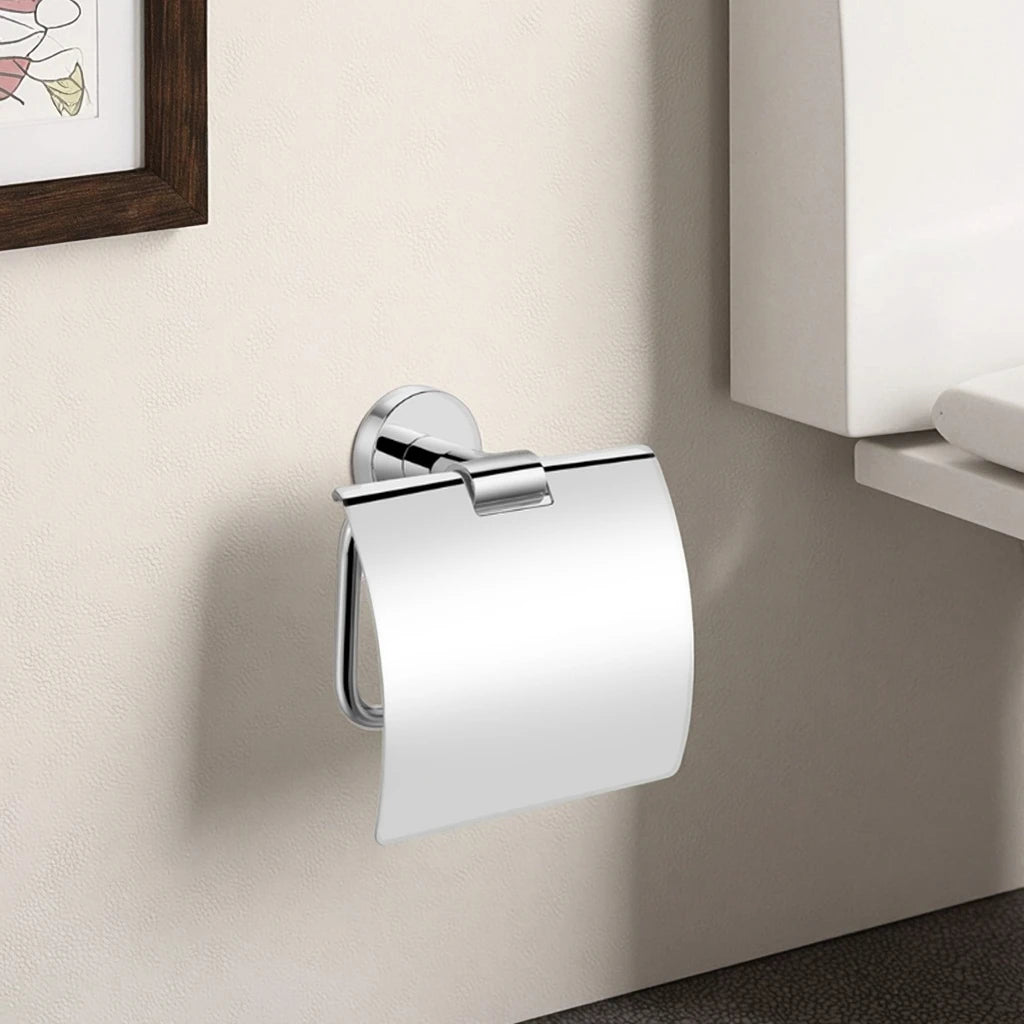 Modern Design Chrome Plated Durable Eco-Friendly Waterproof Wall-Mounted Brass Toilet Paper Holder Cover for Bathroom Hotel Use