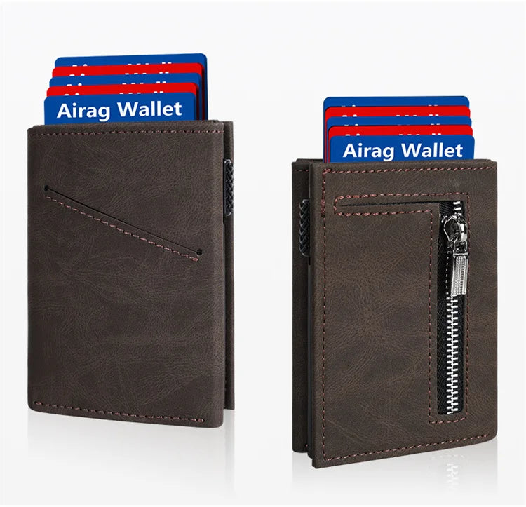 Custom Logo Minimalist Slim Vintage PU Leather Smart Wallet Rfid Blocker Credit Card Holder