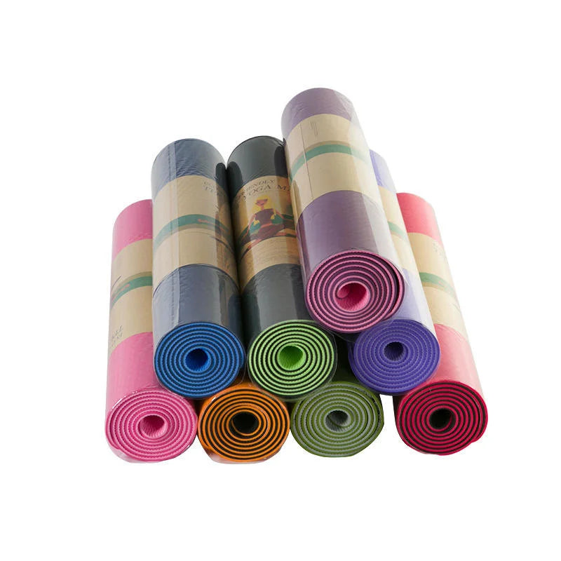 Double Layer Thick Non-Slip Yoga Pad Sweat Proof Exercise Mat for Home Gym Travel TPE Material Pilates Mat