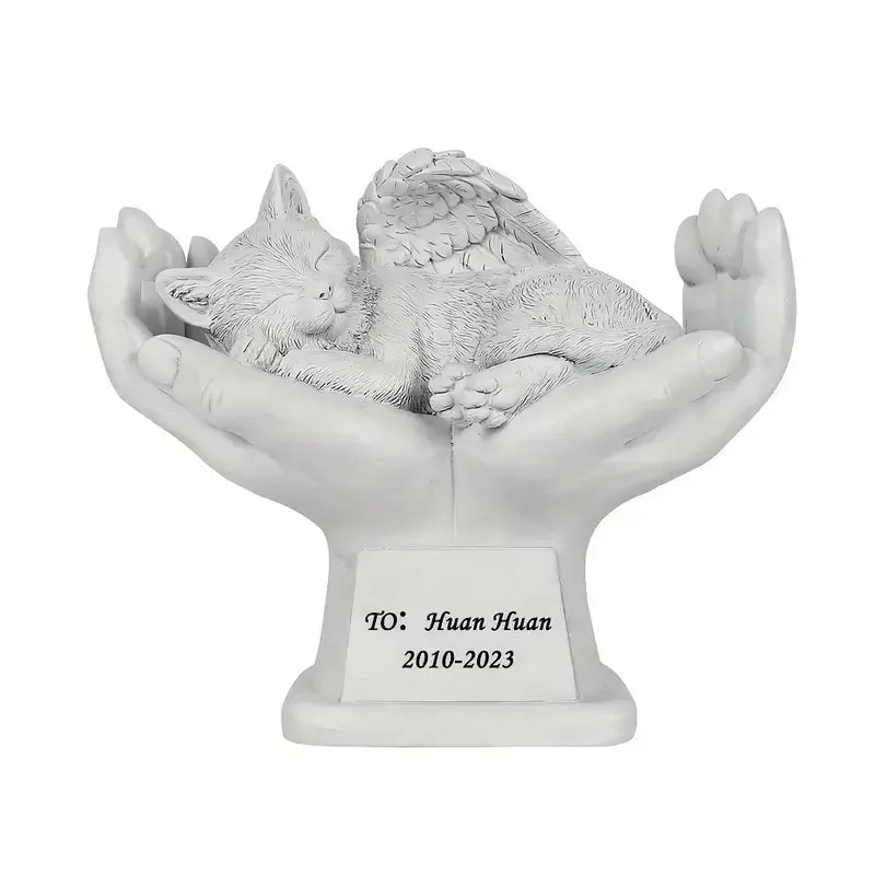 Angel Cat Hand-painted Resin Statue Winged Detail & Serene Design Garden Outdoor Decor Art Gift