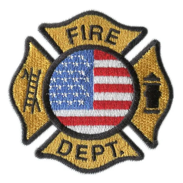 U.S. Fire 2.7 Inch Wide Embroidered Patch Iron-On Safety Consciousness & Ladder for Clothing Made From Felt Fabric