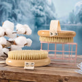Eco-Friendly Beech Wood Bath Brush for Body Scrub Brush Private Label Natural Boar Bristles Dry Skin Body Brush Wholesale
