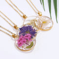 Simple Retro Religious Style Circular Dried Flower Resin Necklace Immortal Fashion Birth Flower Engagement Gift Link Chain
