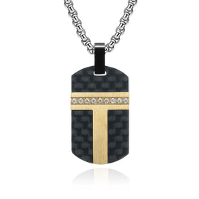 Men's Stainless Steel Jewelry Rectangle Shape Pendant with Cubic Zircon Fashion Jewelry