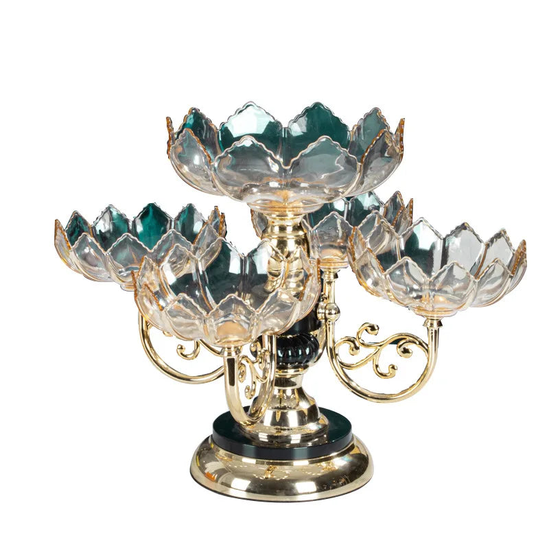 Crystal Fruit Tray European Light Luxury Style Plastic Crystal Multi-layer Rotating Fruit Tray Plate