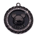 High Quality Round Shape Bear Logo Necklace Charms Custom Made Clothing Rhinestone Metal Hang Pendant Chain Tags for Garment