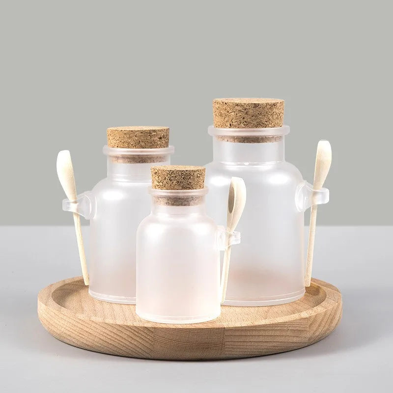 300g/300ml 500g/500ml 10oz 16oz Round Cosmetic ABS Cream Jar Plastic Sugar Body Scrub Jars Containers for Hair Care with Spoon