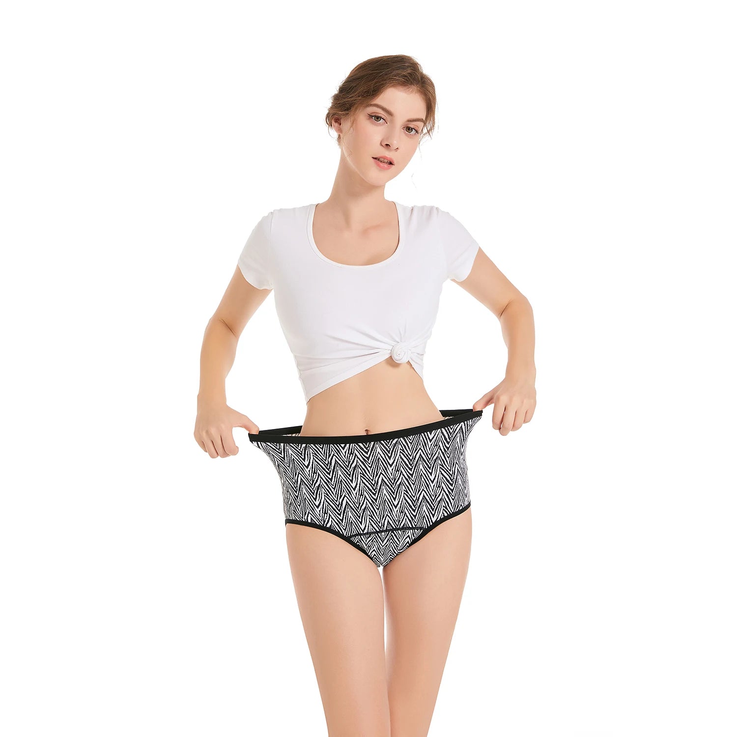 Shanhao High Cut Everyday Style 4-Layer Absorbent Incontinence Underwear for Women Reusable Leakproof Bamboo Washable Menstrual