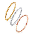 Korean Minimalist Design Stainless Steel Cubic Zircon Inlaid Twist Thin Ring for Women Fashion Jewelry R-243